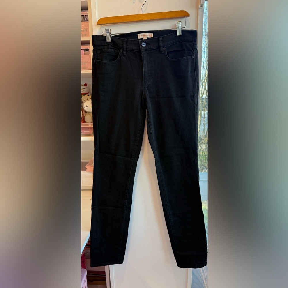 Tory Burch EUC Black Skinny Jeans Size 31 Logo Back Pockets